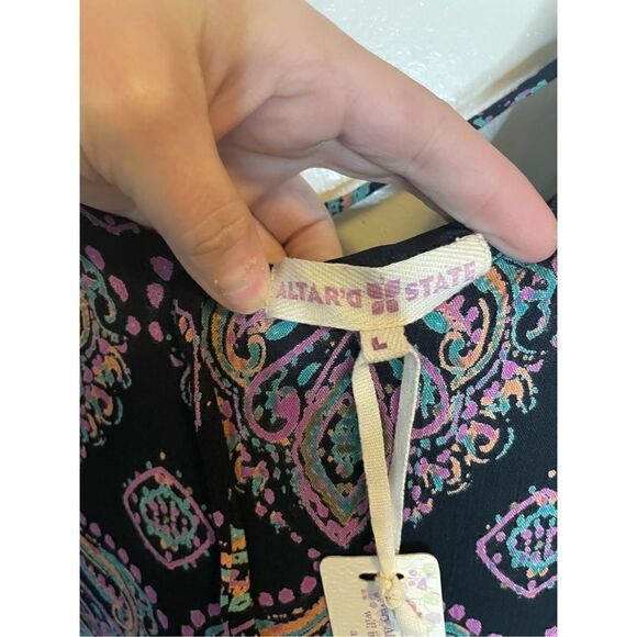 Altar'd State Black Size Medium Low Back Sleeveless Boho mini Dress size L NWT - Picture 2 of 12